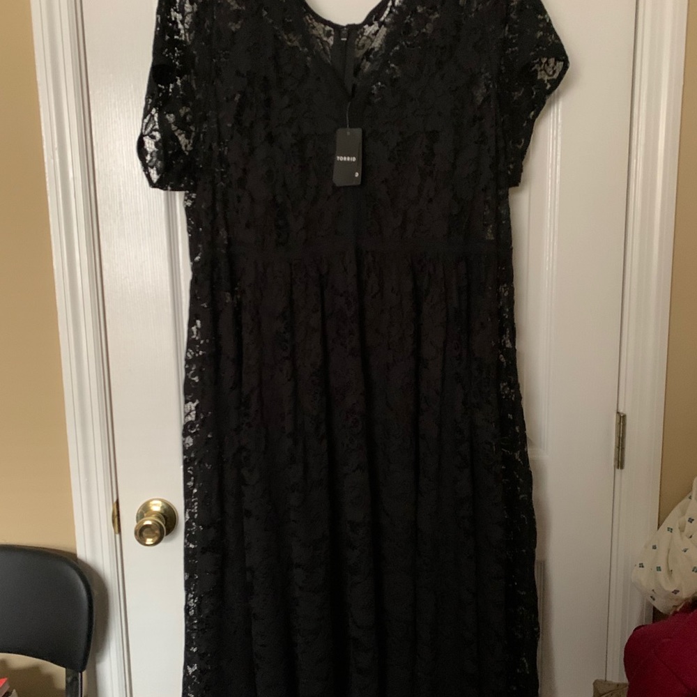 Torrid black lace midi dress (size 22)